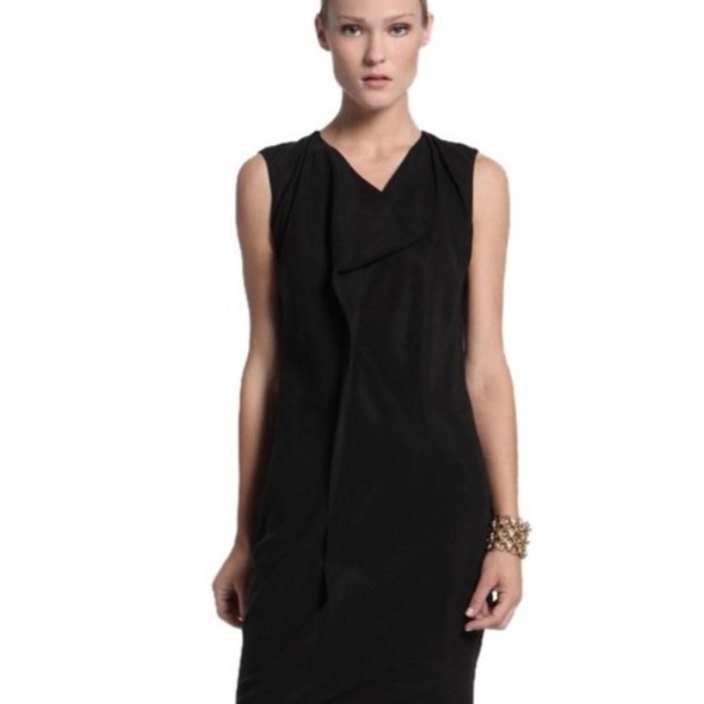 Daryl K Drapey Black Cowl Neck Tencel Midi Dress Size 4 / Small